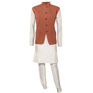 Orange Vest with Kurta Set